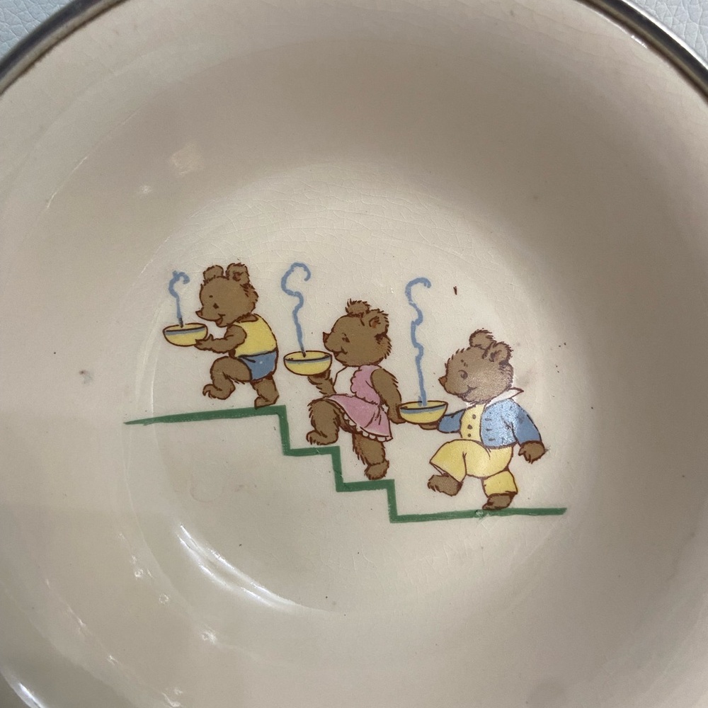VTG Excello 3 Bears Baby/Child Warming Dish/Bowl on Steel Base Retro Cottagecore - Picture 3 of 17